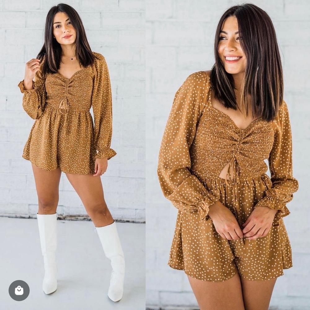 Mustard & white printed romper